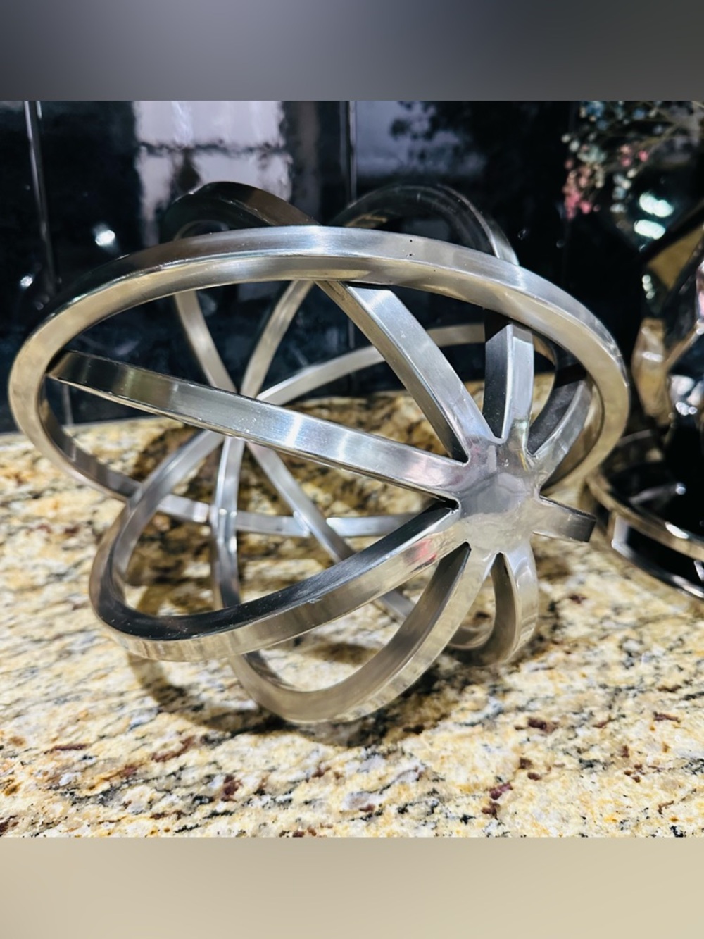 Modern Decorative Metal Orb - Silver